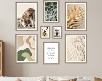 Poster Set - Abstract Nature, multi-panel picture wall, beige wall art, living room decor pictures, by ARTFAVES®