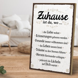 Holzschild mit Spruch - Zuhause ist da wo - von ARTFAVES®