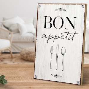 Wooden sign with saying - Bon Appetit - by ARTFAVES®