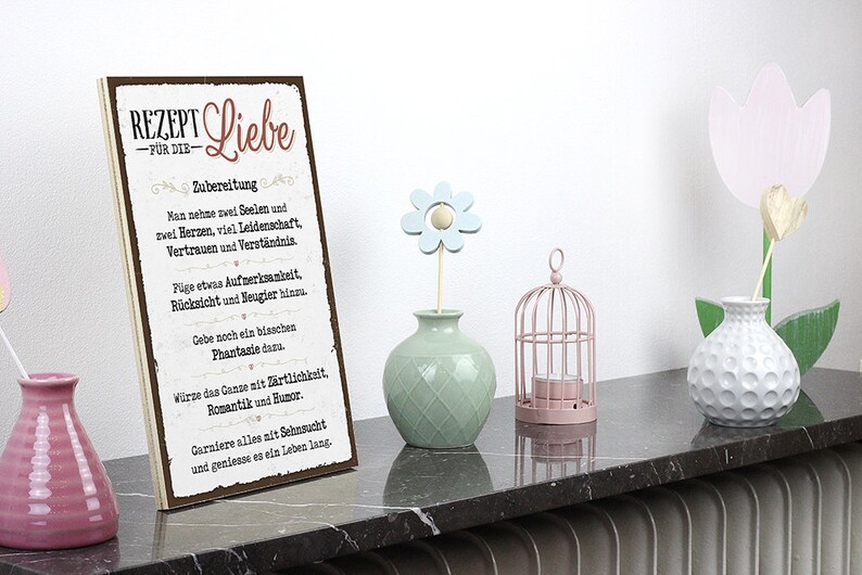 Holzschild mit Spruch Rezept für die Liebe vintage shabby Etsy