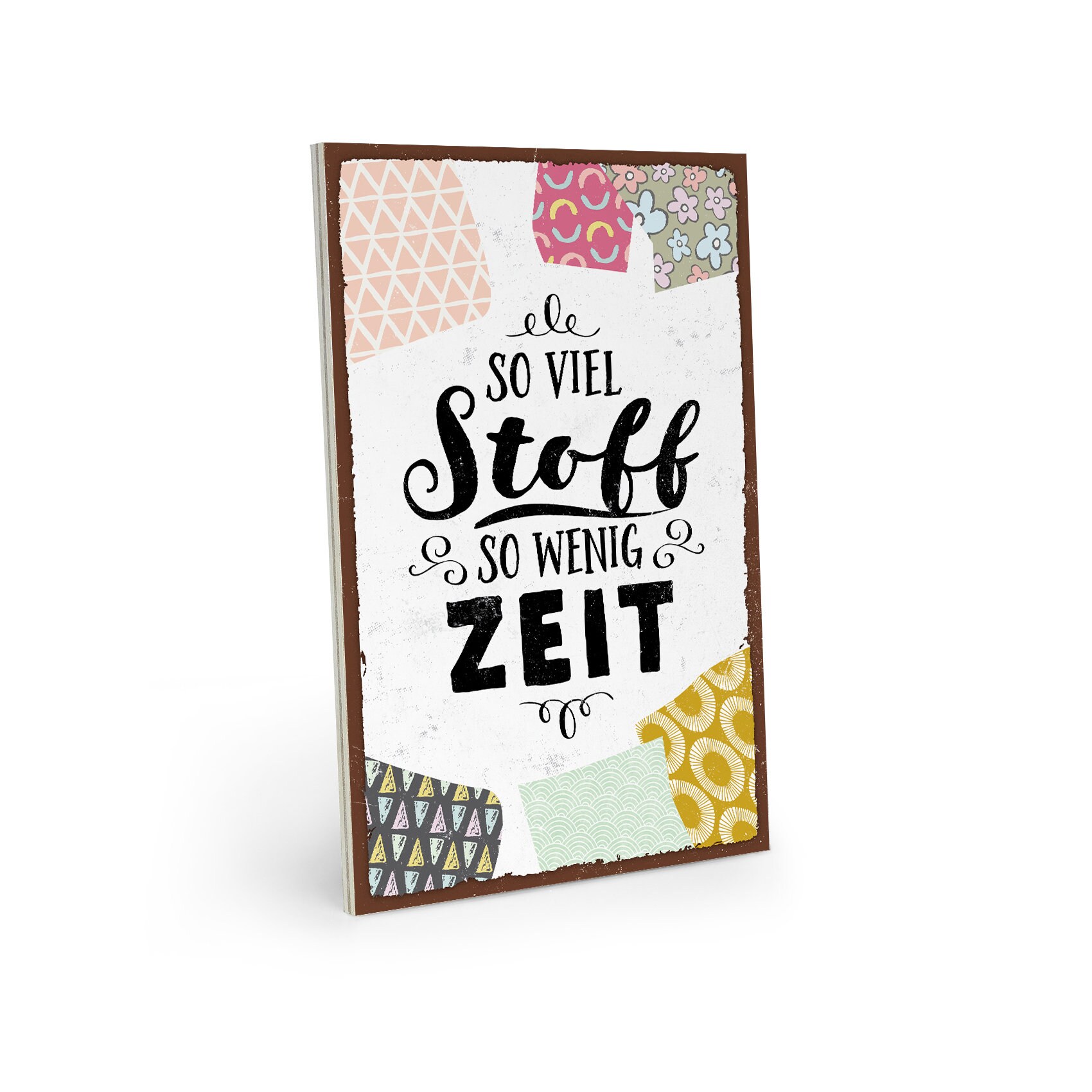 Holzschild mit Spruch So viel Stoff so wenig Zeit vintage Etsy