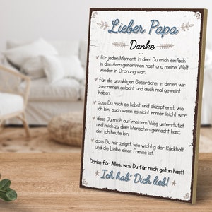 Schild mit Spruch - Lieber Papa - Danke für jeden Moment - Geschenk zum Vatertag, Vatertagsgeschenk, Vatertag Geschenk von ARTFAVES®