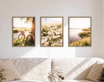 Poster Set - Summer Breeze Trio, multi-panel picture wall, summer wall art, living room decor pictures, by ARTFAVES®