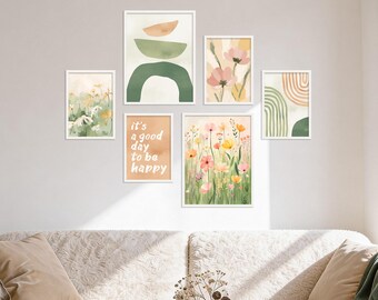 Poster Set - Abstract Spring, multi-panel picture wall, spring wall art, living room decor pictures, by ARTFAVES®