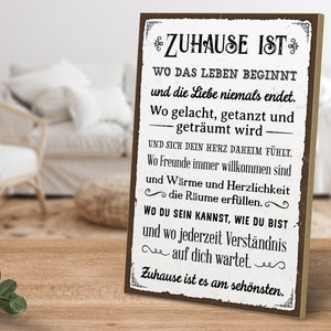 Holzschild mit Spruch - Zuhause ist wo das Leben beginnt - von ARTFAVES®