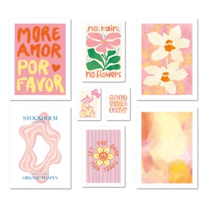 Posterset Abstracte Dopamine Decoratie | Meerdelige fotowand | Abstracte kunst aan de muur