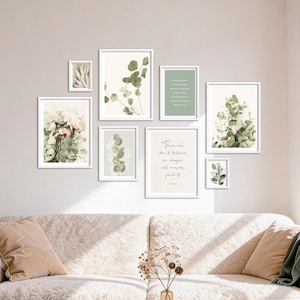 Set met eucalyptusposters | Meerdelige fotowand | Eucalyptus wanddecoratie | Woonkamer | ARTFAVES