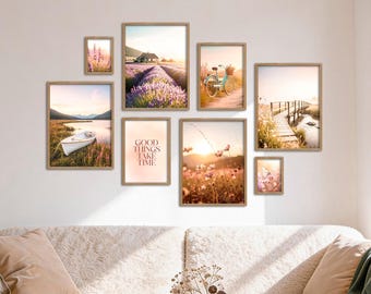 Poster Set - Vintage Lake Summer, multi-panel picture wall, summer wall art, living room decor pictures, by ARTFAVES®