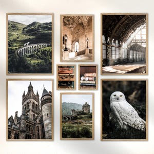 Poster Set - Potterhead - 8 Premium Wandbilder - Schottland, Harry, Potter - Wohnzimmer, Schlafzimmer Deko - ohne / mit Rahmen / ARTFAVES®