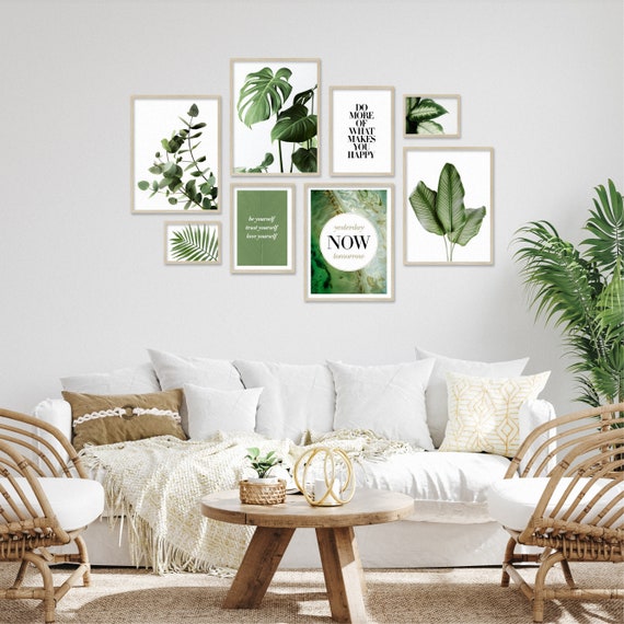 8 / Premium Schlafzimmer Deko / grün Set Poster ELEGANTE Monstera, ARTFAVES® / / / natur, Wandbilder Wohnzimmer, BOTANIK