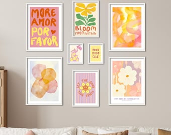 Poster Set - Abstract Dopamine Decor, Multi-Panel Gallery Wall Art, Abstract Art Wall Decor Pictures, by ARTFAVES®