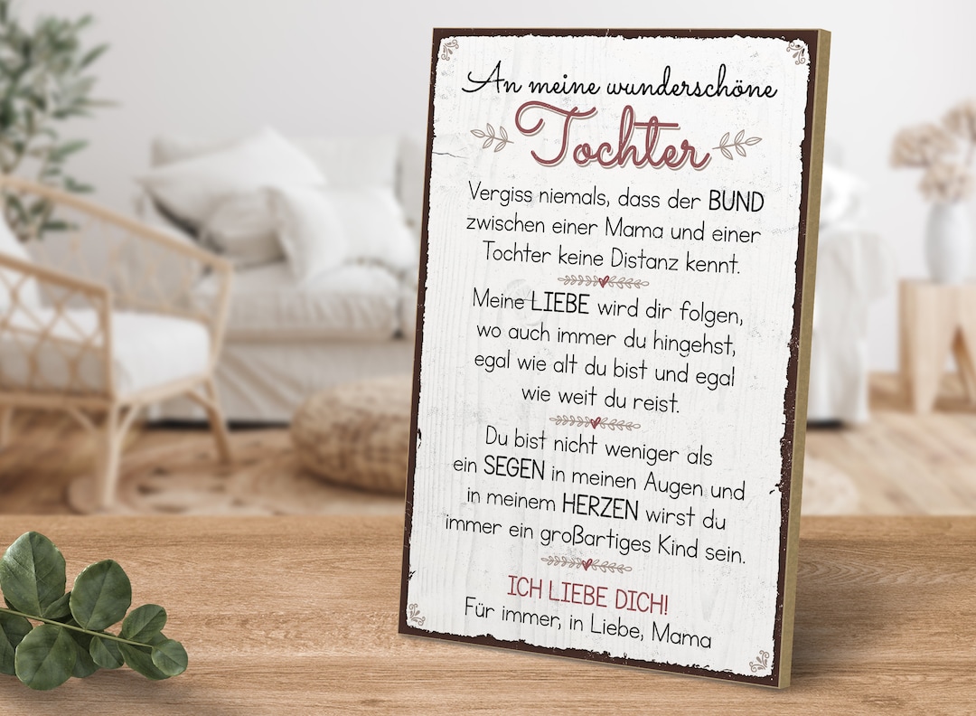 Holzschild mit Spruch An Meine wunderschöne Tochter Mama von ARTFAVES