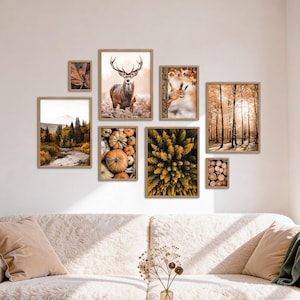 Poster Set - Autumn Forest, mehrteilige Bilderwand, Wandbilder Herbst, Wohnzimmer Deko Bilder, von ARTFAVES®