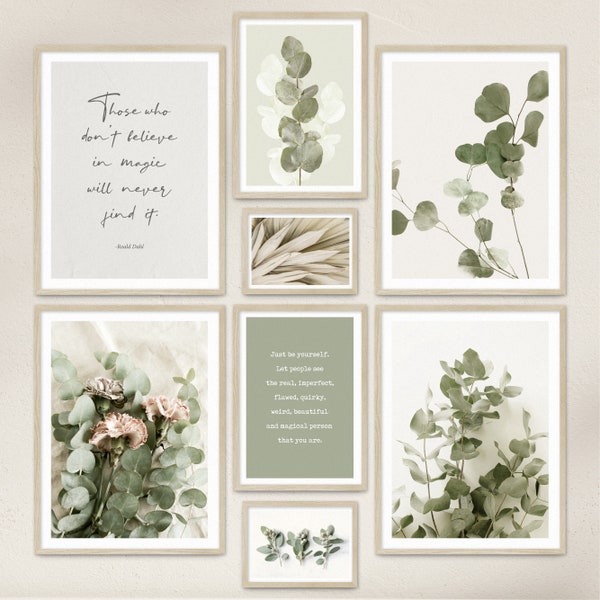 Poster Set - Eucalyptus / 8 Premium Wandbilder für Wohnzimmer, Schlafzimmer / Pflanzen, grün, Natur, Boho / Rahmen optional / ARTFAVES®