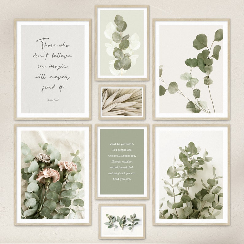 Poster Set Eucalyptus / 8 Premium Wandbilder für Wohnzimmer, Schlafzimmer / Pflanzen, grün, Natur, Boho / Rahmen optional / ARTFAVES® Bild 1