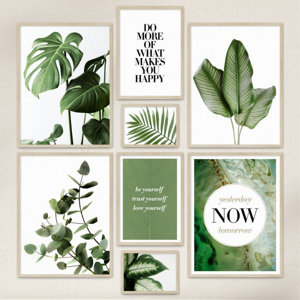 Poster Set / ELEGANTE BOTANIK / 8 Premium Wandbilder / natur, Monstera, grün / Wohnzimmer, Schlafzimmer Deko / Rahmen optional / ARTFAVES®