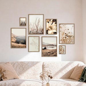 Set di poster - Natura Vintage Beige, composizione a pannelli multipli, arte murale naturalistica, quadri decorativi per soggiorno, di ARTFAVES®