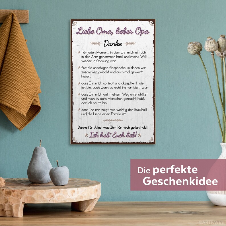 Holzschild mit Spruch Danke liebe Oma lieber Opa vintage Etsy Österreich