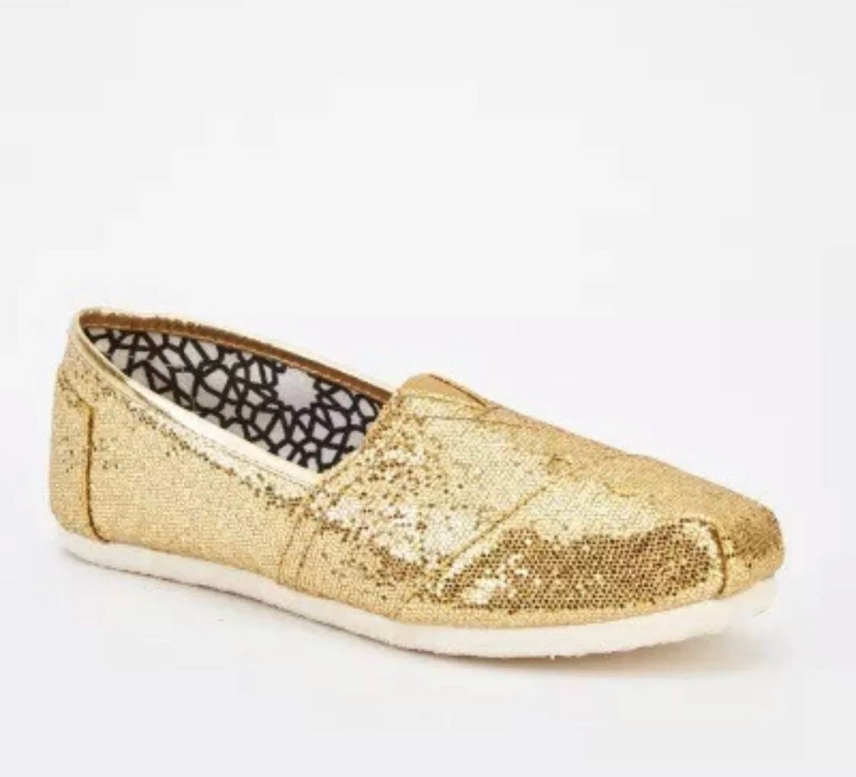 ON SALE Womens gold glitter flat shoes available in sizes 4 5 Etsy