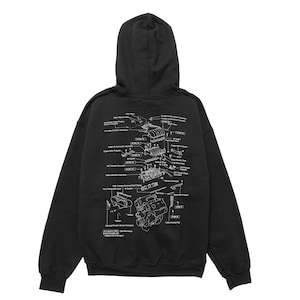 Toyota, 4Runner, Tacoma, T-100, Tundra, Garage Sweatshirt, 3.4L 5VZ-FE, Engine Diagram, Embroidered, Hoodie