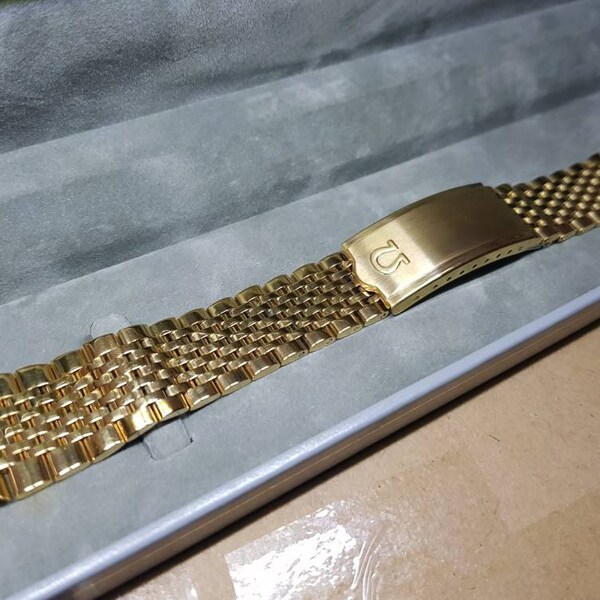 vintage 18mm omega watch gold plated rice bead stainless steel bracelet for omega seamaster deville constellation omega watch curve lug end