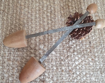 Vintage shoe tree pair. Wooden.