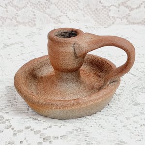 Handmade Studio Pottery Candlestick Holder. Stoneware.