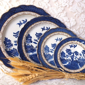 Collection Of 4 Booths Real Old Willow Plates. A8025.
