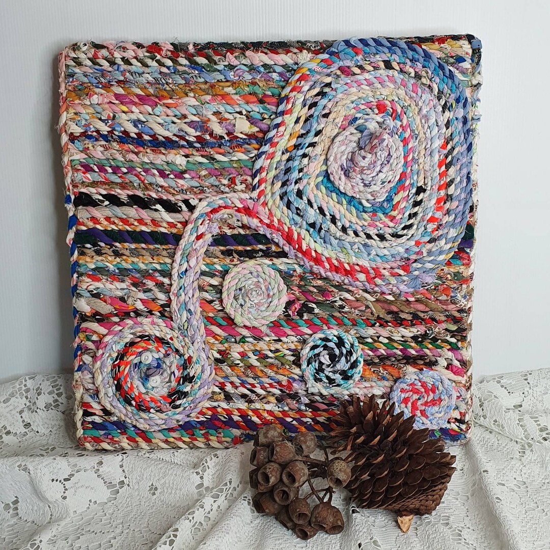 Recycled Fabric Art Piece. Etsy