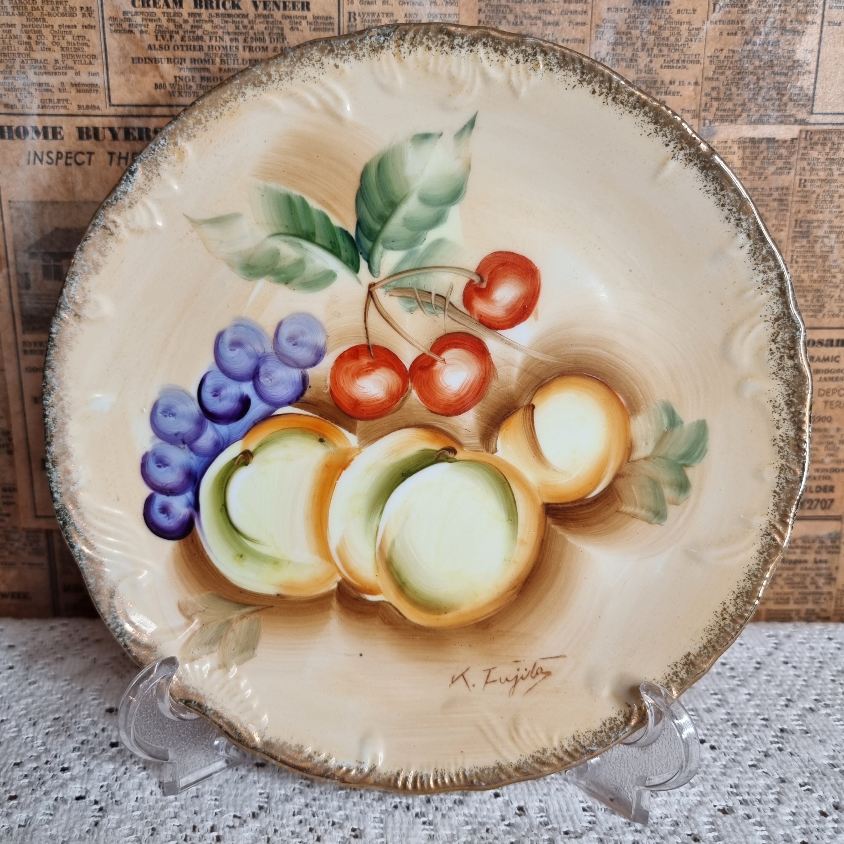 Handpainted Fruit Plate. K Fujita. - Etsy