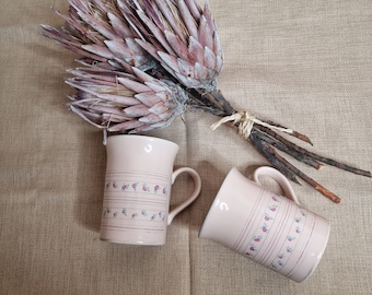 Pink Kiln Craft Coffee Mug Pair Staffordshire England Vintage Retro