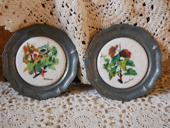 Vintage Pewter Zierteller Nicht Lebensmittelecht Wine Wall Decor Plaques or Coasters