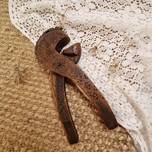 Vintage 1960&#39;s European Intricately Carved Wooden Nutcracker.