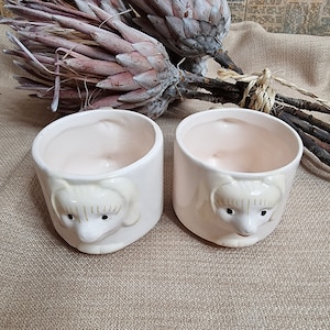 2 x Small ceramic dog mugs. Vintage