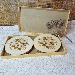 Wildflower cork backed coaster set.
