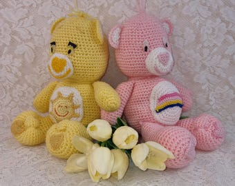 かぎ針編みのケアベア：ミニチュアあみぐるみぬいぐるみ（7インチ