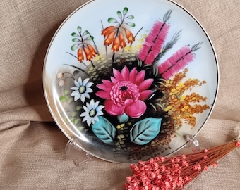 Hand painted Australian wildflower plate.