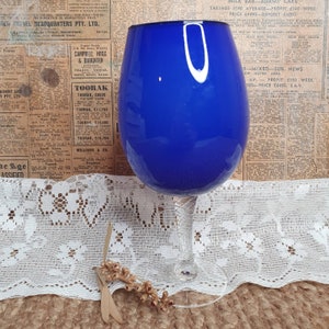 Blue studio glass wine/balloon glass.