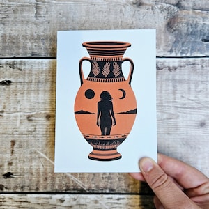 Amphora - Une seule carte de voeux inspirée d'une baignade en plein air avec une enveloppe brune recyclée (vierge à l'intérieur)