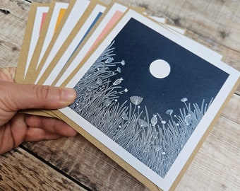 Momentos de silêncio - pacote com 6 cartões de felicitações reciclados com envelopes kraft marrom