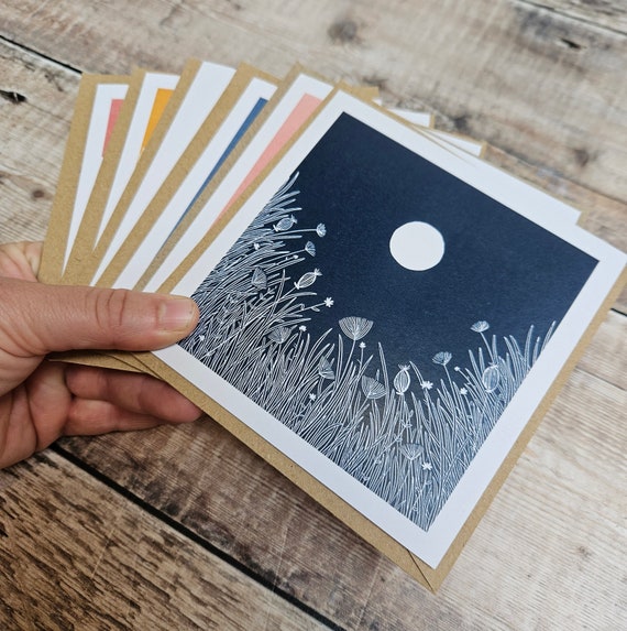 Quiet Moments Pack of 6 Recycled Greeting Cards: nature, recycled card, brown kraft envelopes