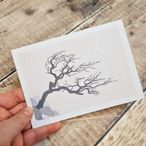 Biancospino invernale - Biglietto d'auguri singolo ispirato agli alberi di biancospino nodosi nelle brughiere in inverno (interno vuoto)