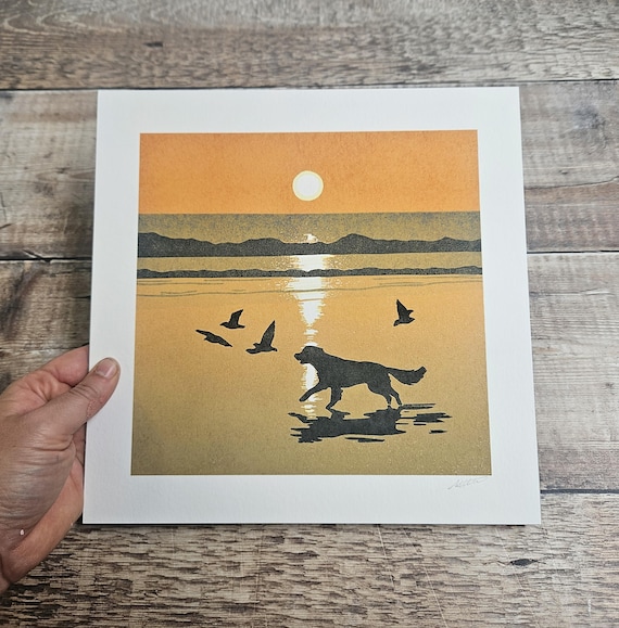 犬のシルエット 版画 【公式通販】