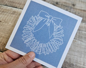 Oyster Shell Wreath- Single Square Greetings Card with recycled brown envelope (blank inside)