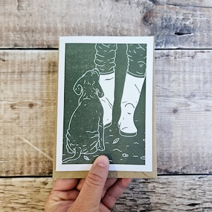 Jeu de l'attente - Une seule carte de voeux avec une enveloppe brune recyclée (vierge à l'intérieur)