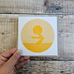 Soleil - Carte de voeux simple carrée avec enveloppe marron recyclée (vierge à l'intérieur)