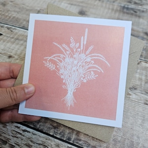 Grow Wild - Carte de vœux carrée simple avec fleurs sauvages avec enveloppe marron recyclée (vierge à l'intérieur)