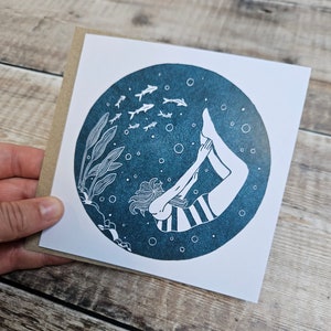 Wonder - Une seule carte de voeux carrée inspirée de la nage sauvage avec une enveloppe brune (vierge à l'intérieur)
