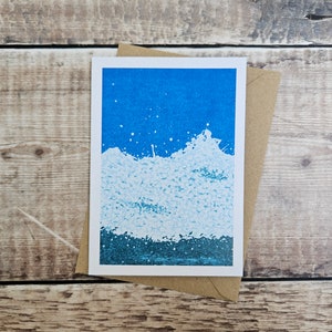 Broken Wave - Single greetings card with recycled brown envelope (blank inside)