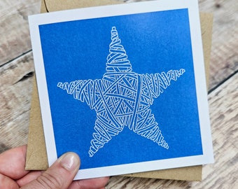 Woven Star-  Single Square Greetings Card with recycled brown envelope (blank inside)